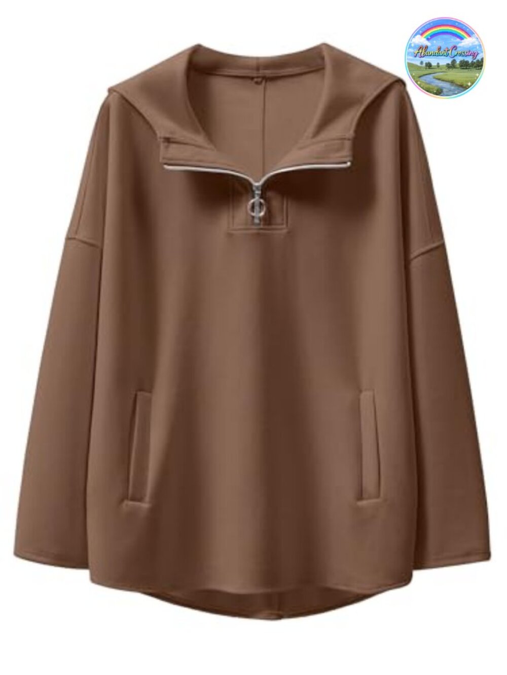 Women's Oversized Quarter Zip Hoodie Pullover Long Sleeve Drop Shoulder